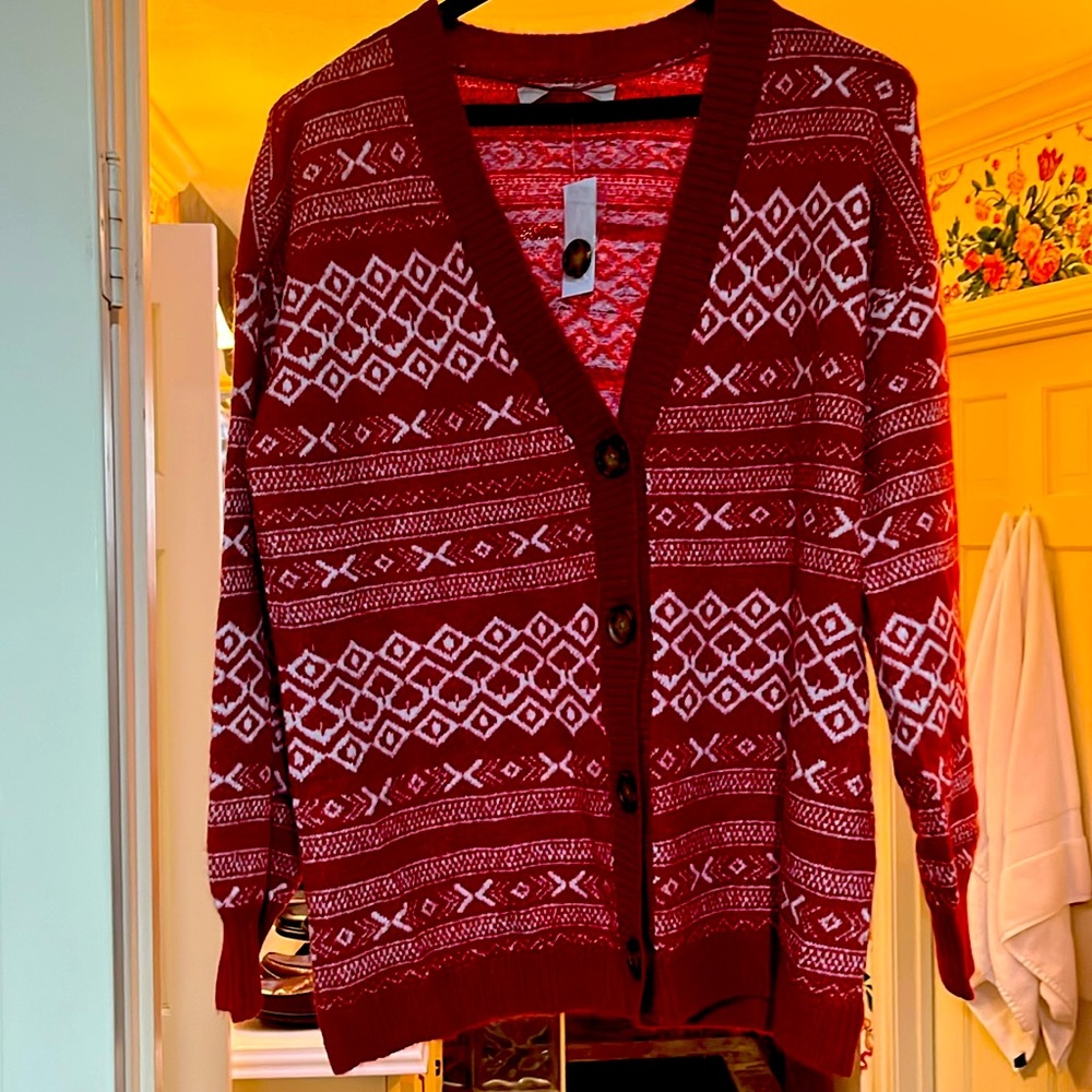 Loft sweater/ Cardigan, Red, size M, NWT